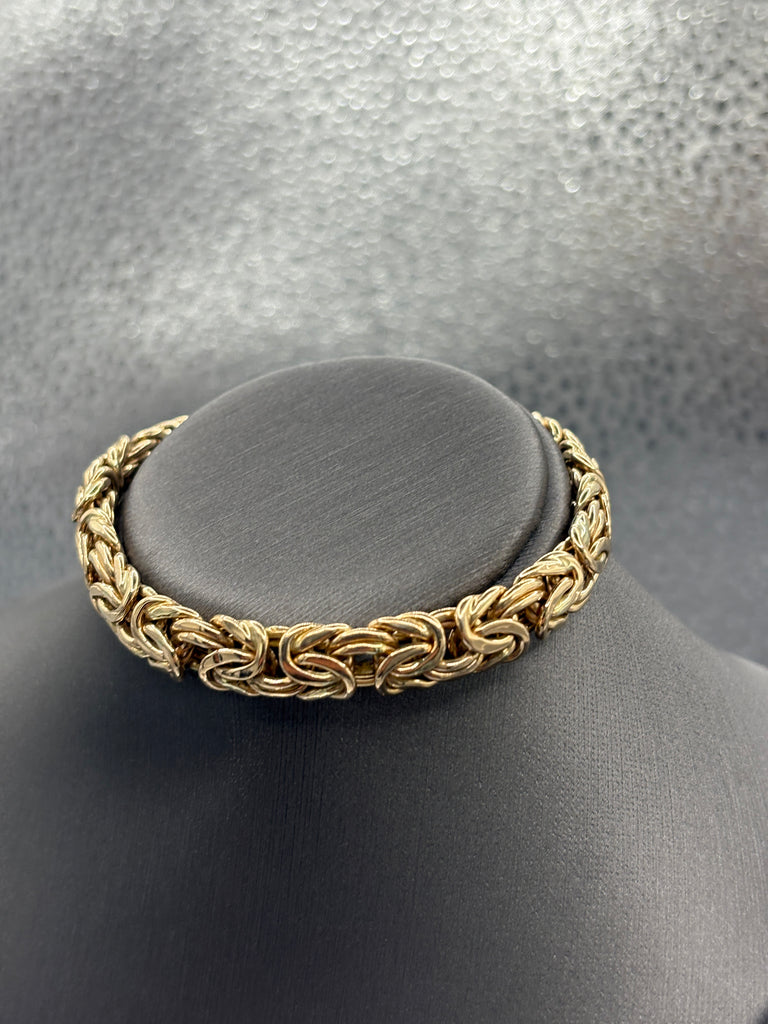 14 Karat Yellow Gold Ladies Byzantine Link Bracelet