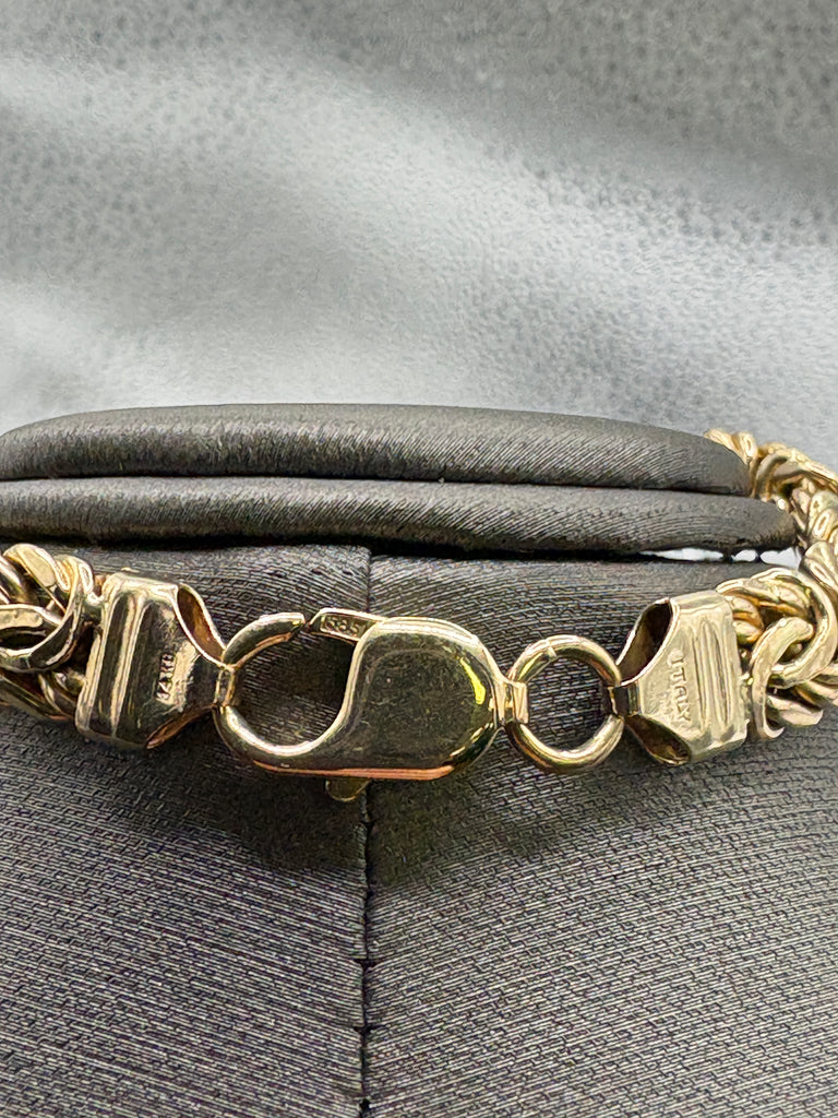 14 Karat Yellow Gold Ladies Byzantine Link Bracelet