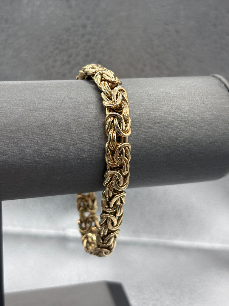 14 Karat Yellow Gold Ladies Byzantine Link Bracelet
