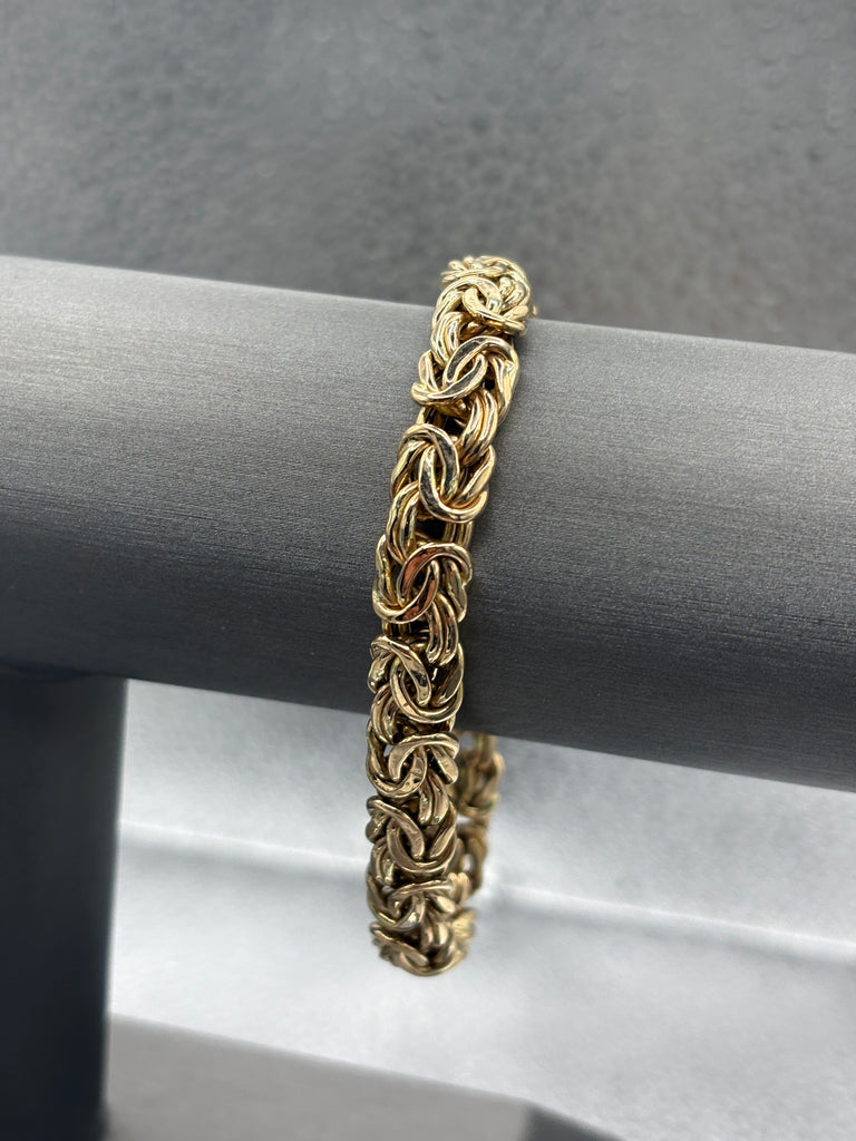 14 Karat Yellow Gold Ladies Byzantine Link Bracelet
