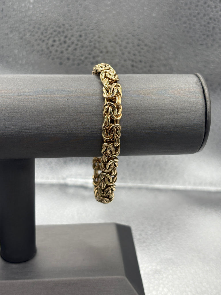 14 Karat Yellow Gold Ladies Byzantine Link Bracelet