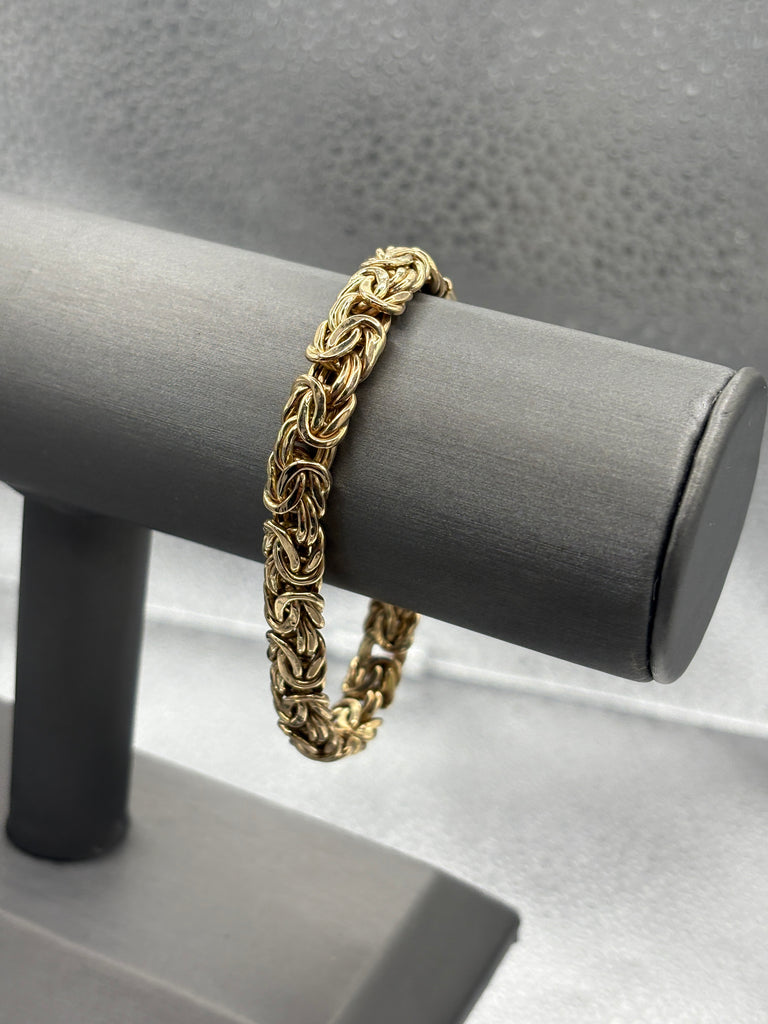 14 Karat Yellow Gold Ladies Byzantine Link Bracelet