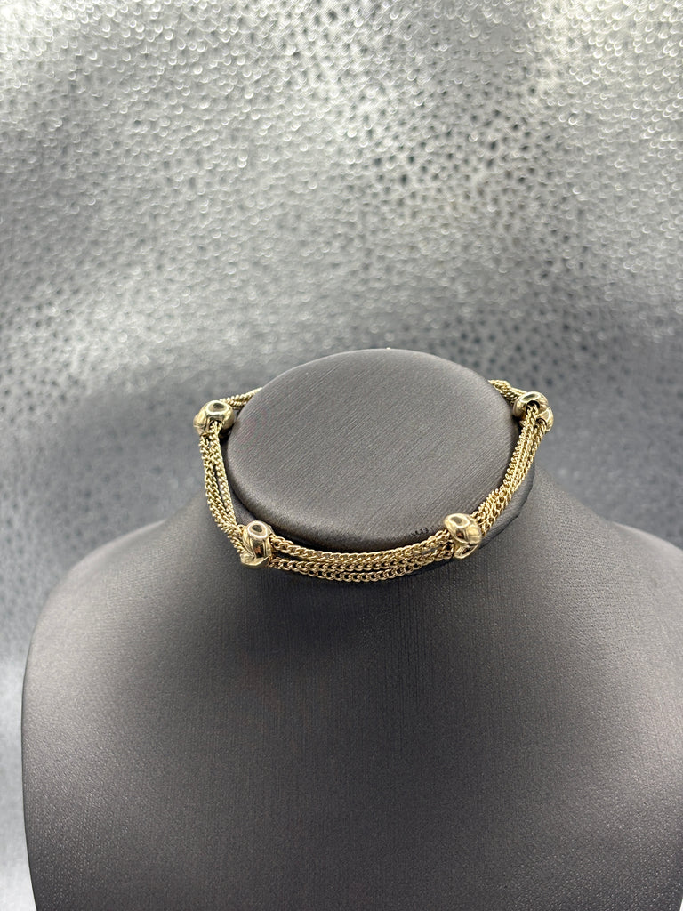 14 Karat Yellow Gold Ladies Puff Heart Solid Link Bracelet