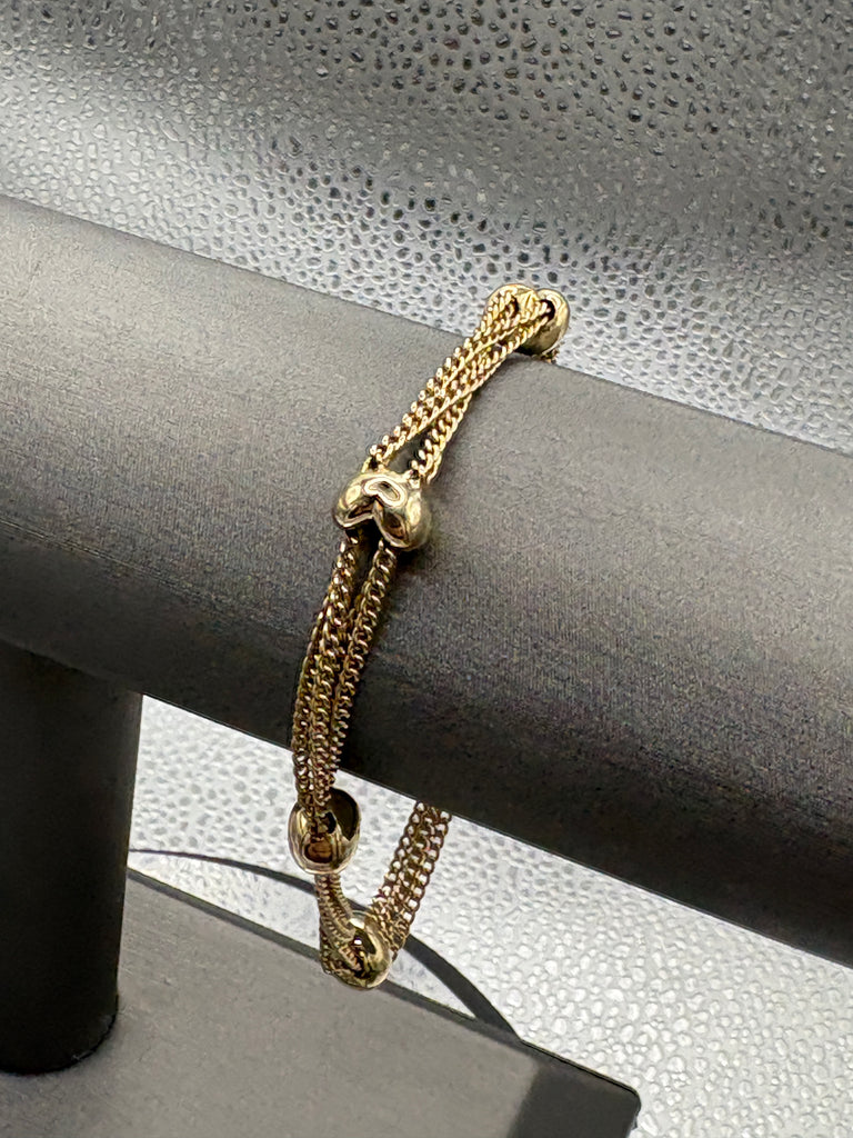 14 Karat Yellow Gold Ladies Puff Heart Solid Link Bracelet