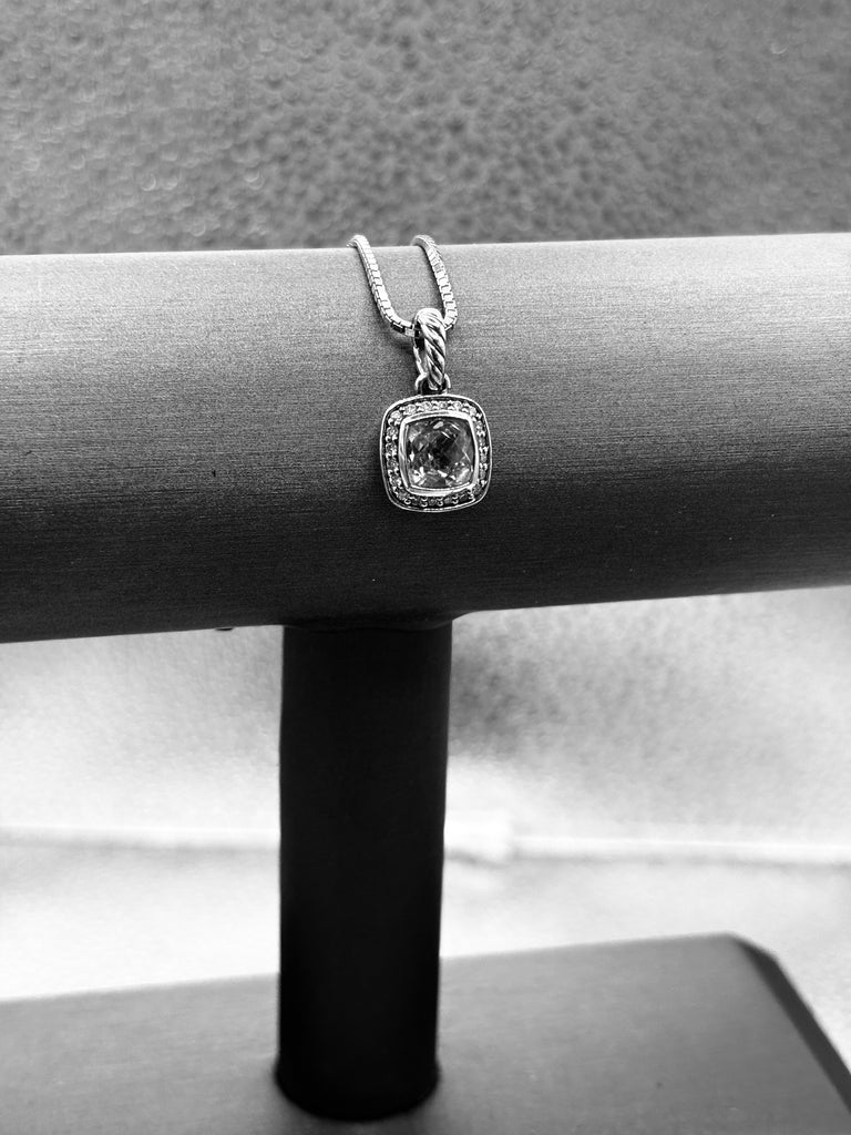 David Yurman 925/Sterling Albion White Topaz Diamond Pendant