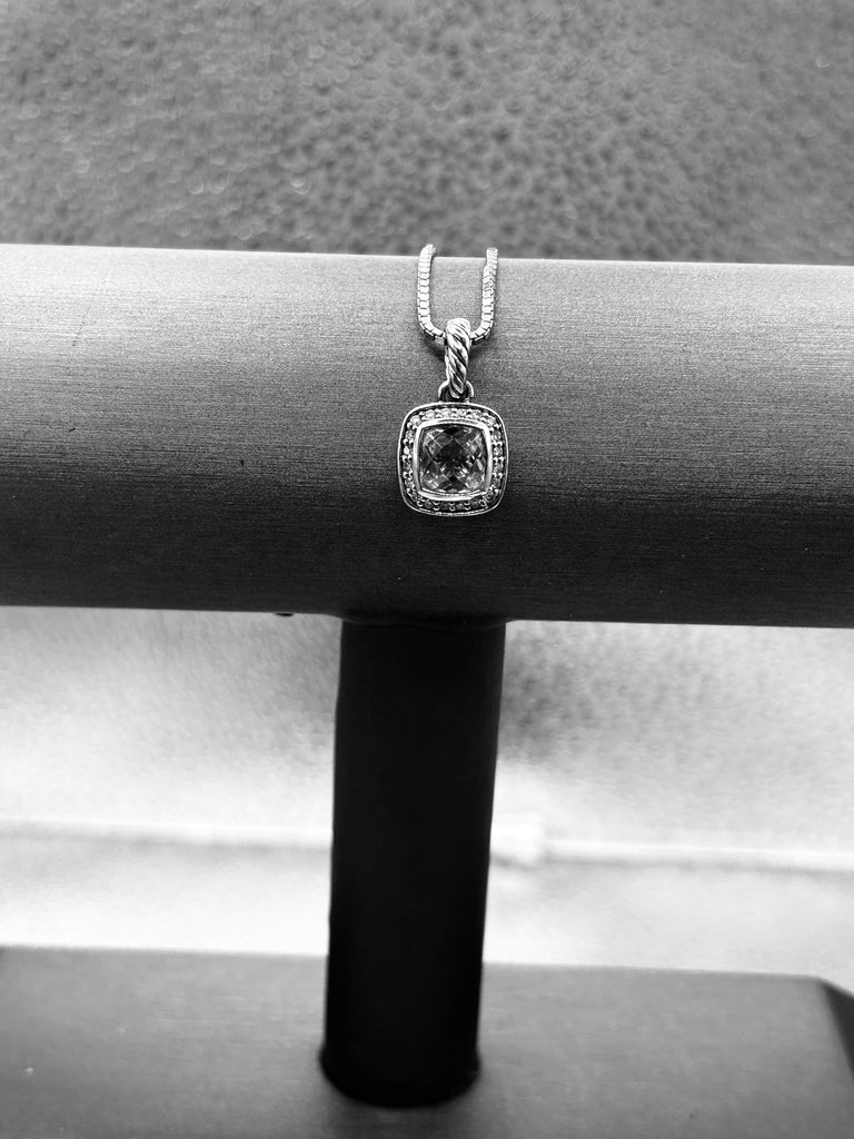 David Yurman 925/Sterling Albion White Topaz Diamond Pendant