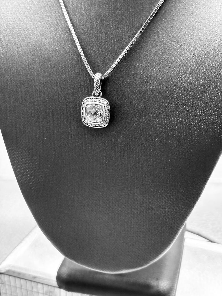 David Yurman 925/Sterling Albion White Topaz Diamond Pendant