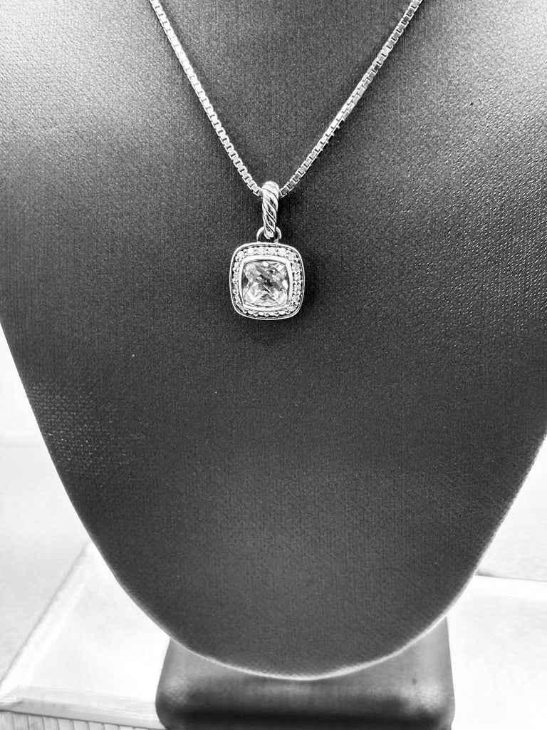David Yurman 925/Sterling Albion White Topaz Diamond Pendant