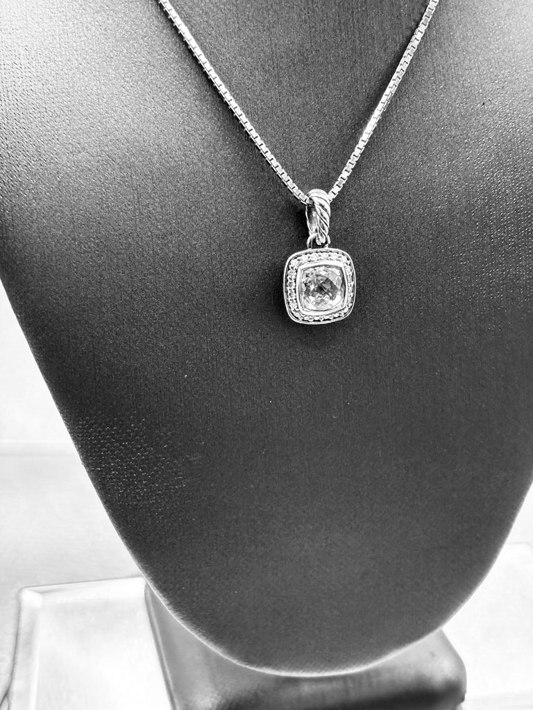 David Yurman 925/Sterling Albion White Topaz Diamond Pendant