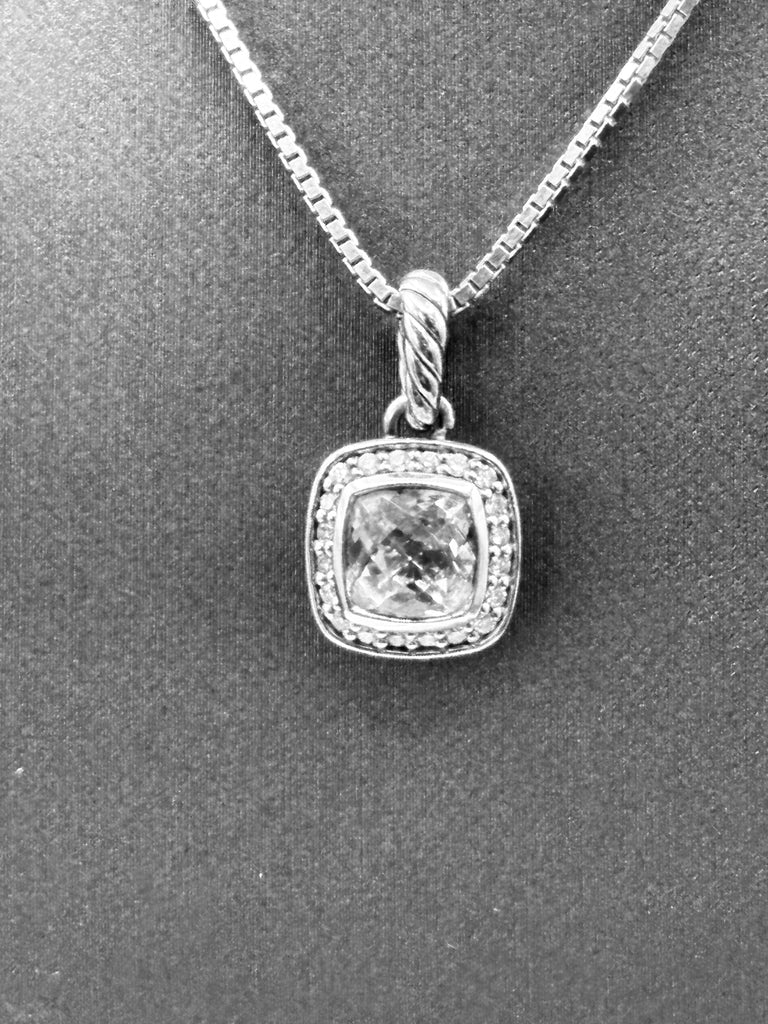 David Yurman 925/Sterling Albion White Topaz Diamond Pendant