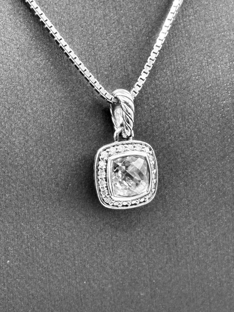David Yurman 925/Sterling Albion White Topaz Diamond Pendant