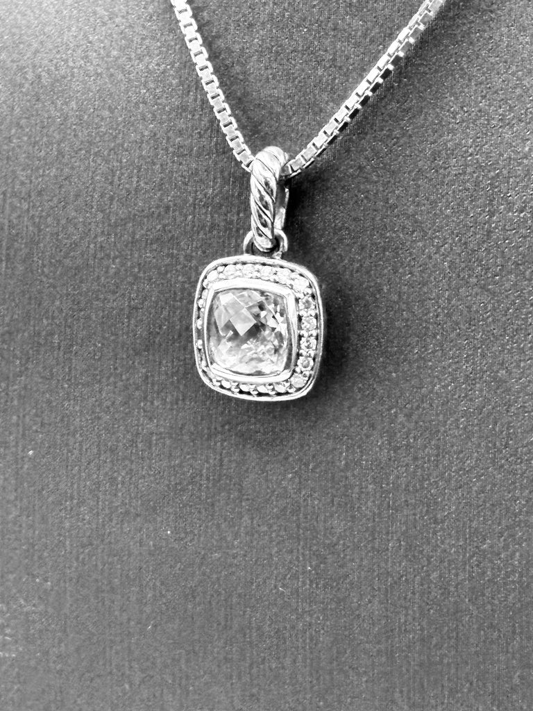 David Yurman 925/Sterling Albion White Topaz Diamond Pendant
