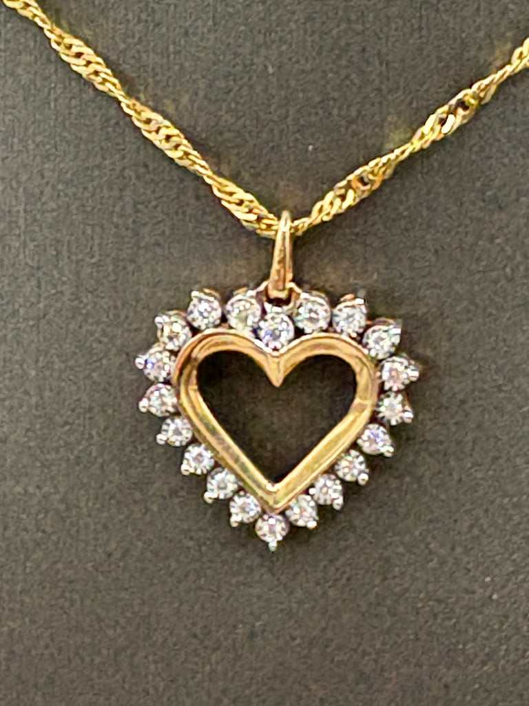 10 Karat Yellow Gold Ladies Diamond Heart Pendant