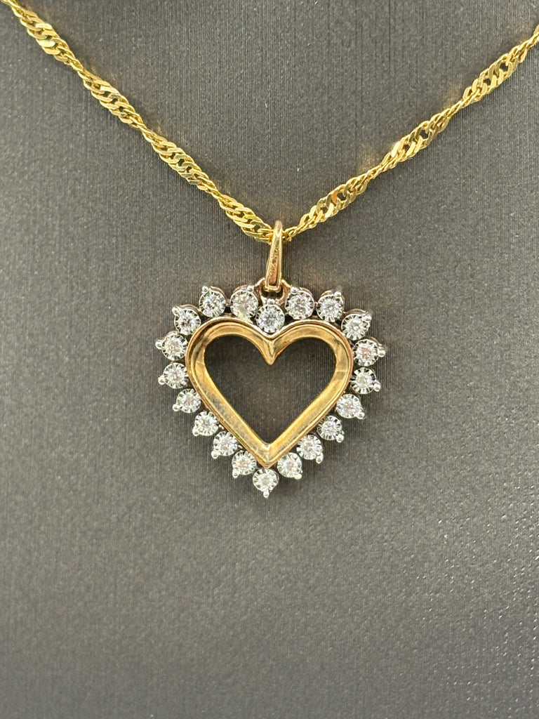 10 Karat Yellow Gold Ladies Diamond Heart Pendant