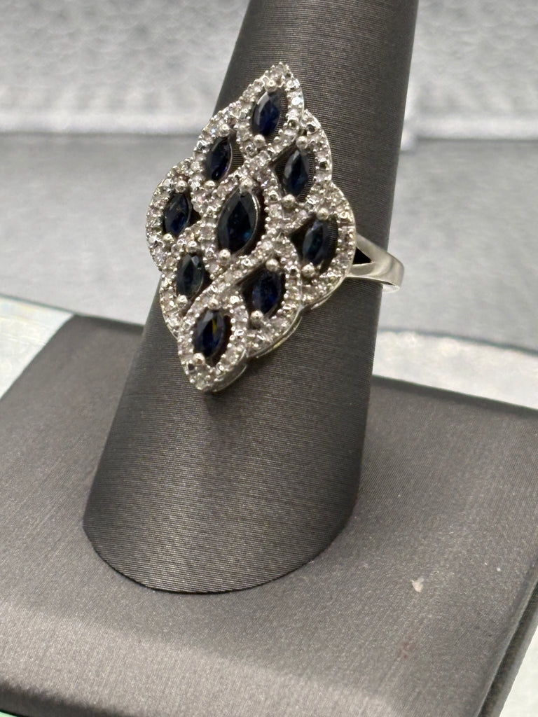 14 Karat White Gold Ladies 1.00ct Sapphire & Diamond