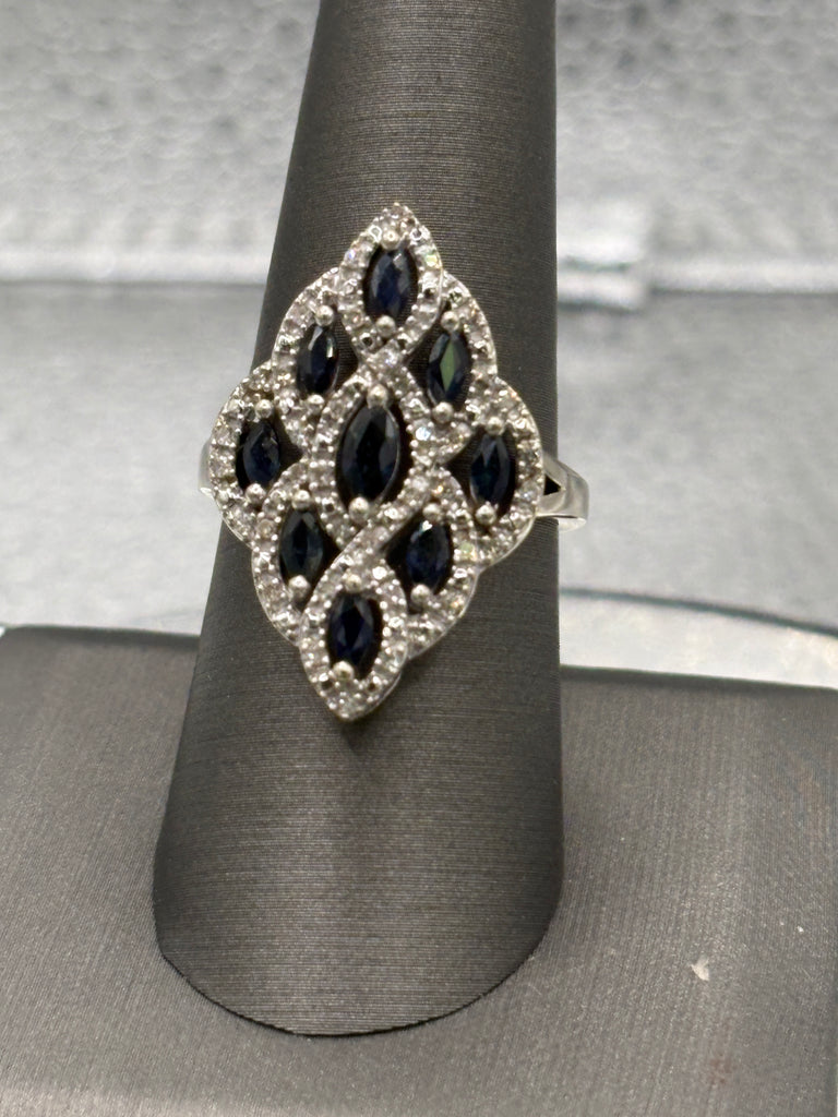 14 Karat White Gold Ladies 1.00ct Sapphire & Diamond