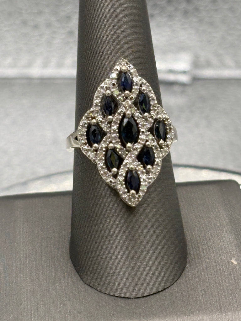 14 Karat White Gold Ladies 1.00ct Sapphire & Diamond