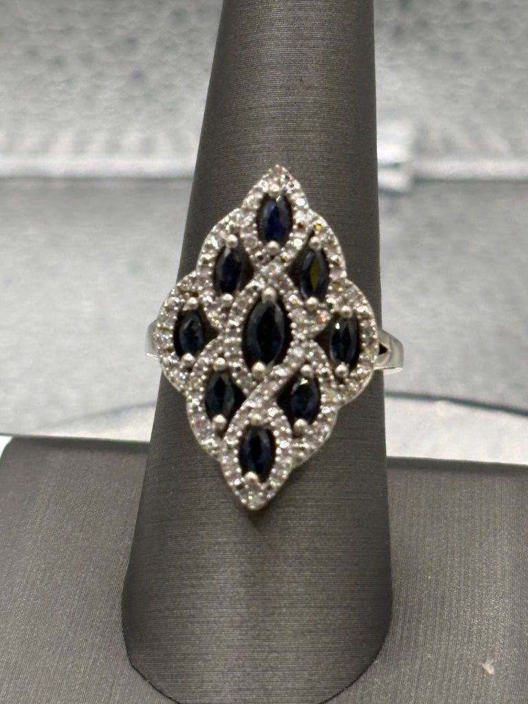 14 Karat White Gold Ladies 1.00ct Sapphire & Diamond