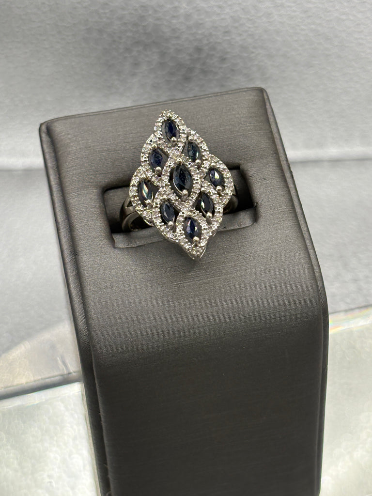 14 Karat White Gold Ladies 1.00ct Sapphire & Diamond
