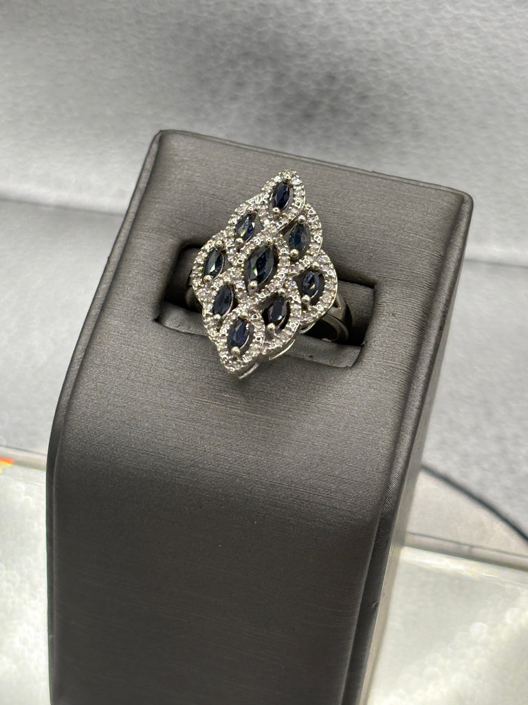 14 Karat White Gold Ladies 1.00ct Sapphire & Diamond