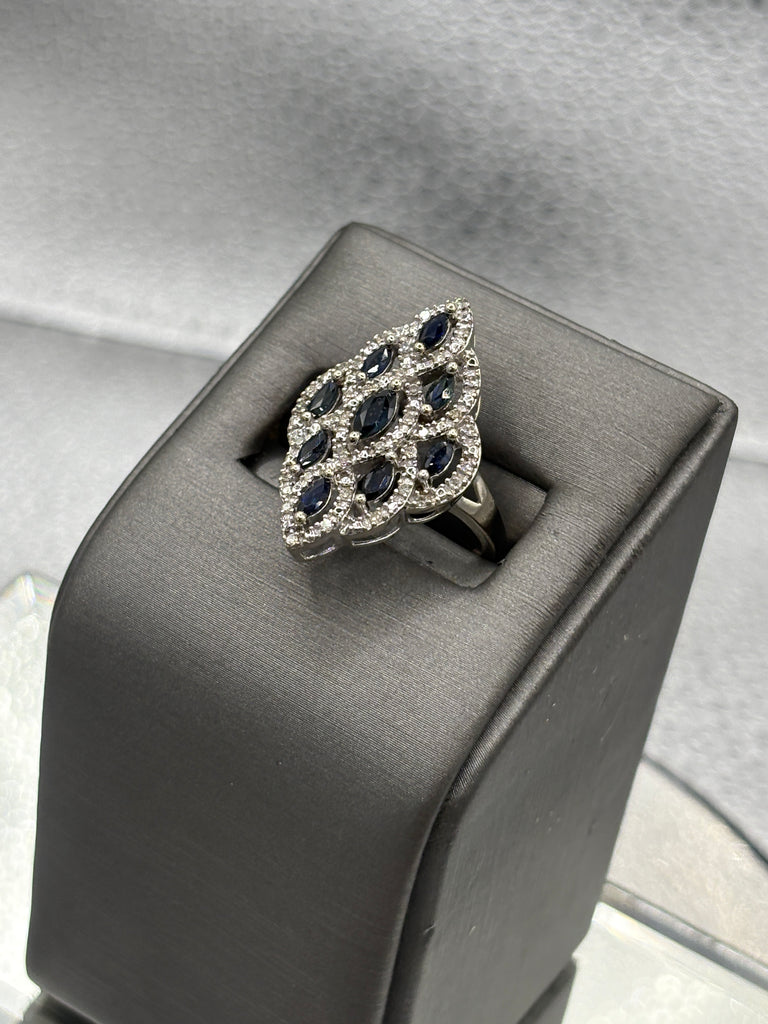 14 Karat White Gold Ladies 1.00ct Sapphire & Diamond