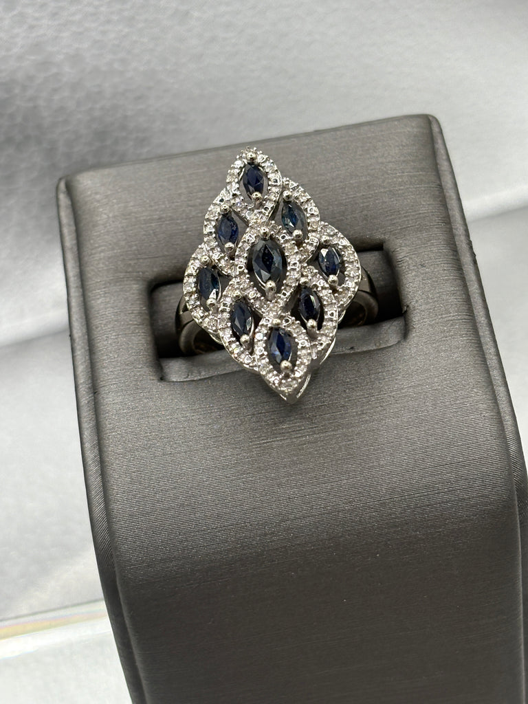 14 Karat White Gold Ladies 1.00ct Sapphire & Diamond