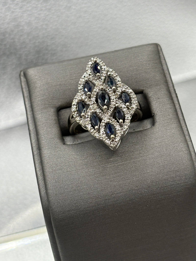14 Karat White Gold Ladies 1.00ct Sapphire & Diamond