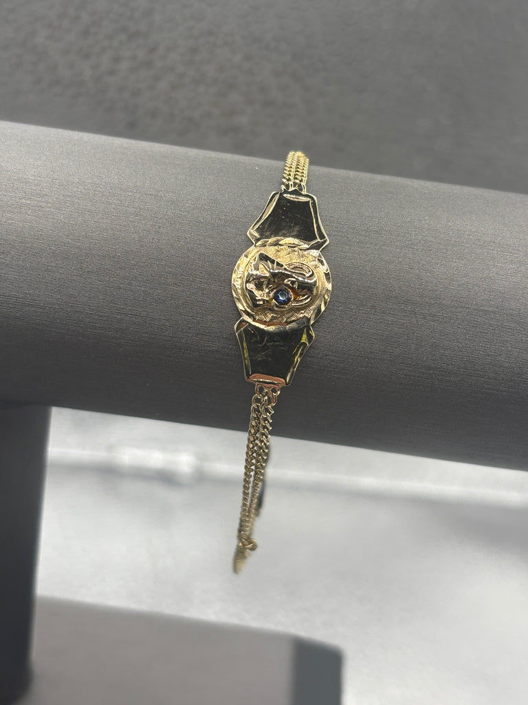 14 Karat Yellow Gold Ladies Virgin Mary Religious Bracelet