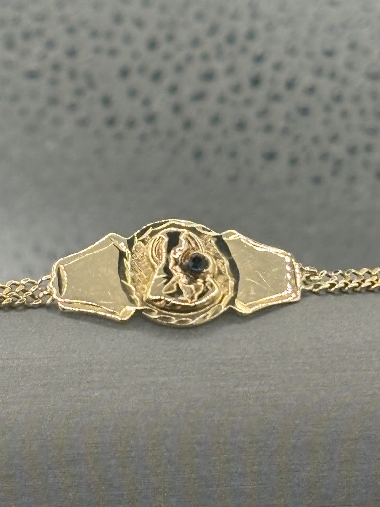 14 Karat Yellow Gold Ladies Virgin Mary Religious Bracelet