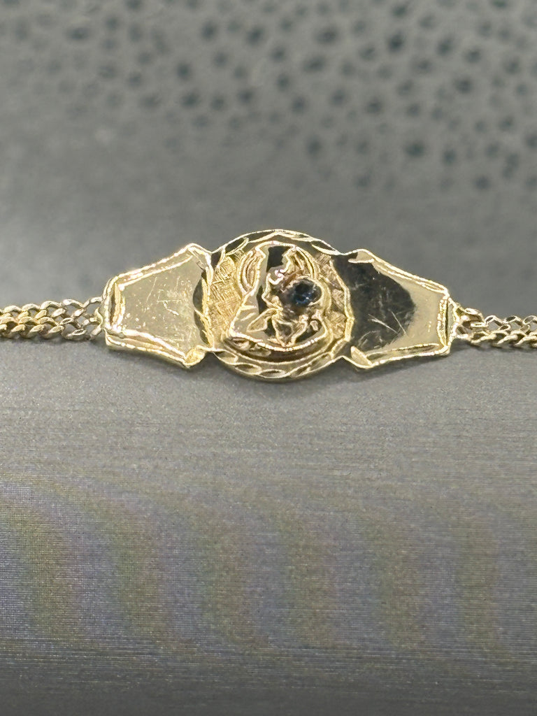 14 Karat Yellow Gold Ladies Virgin Mary Religious Bracelet