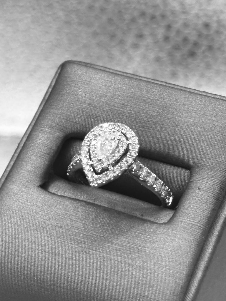14 Karat White Gold Pear Shaped Diamond Engagement Ring