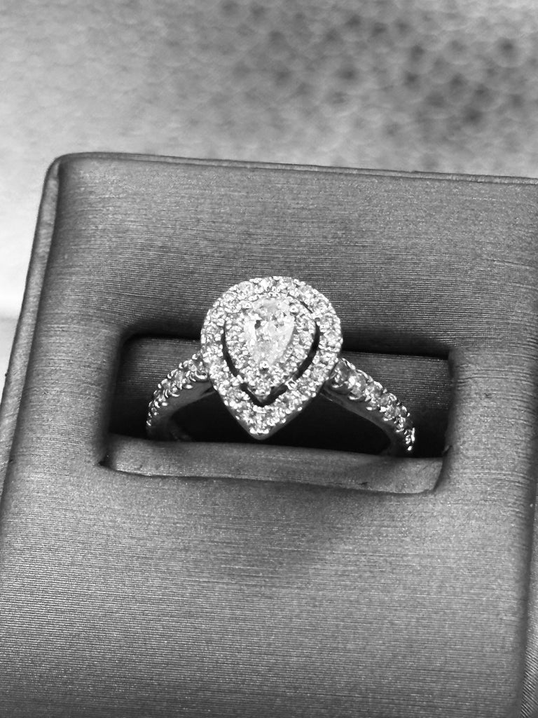 14 Karat White Gold Pear Shaped Diamond Engagement Ring