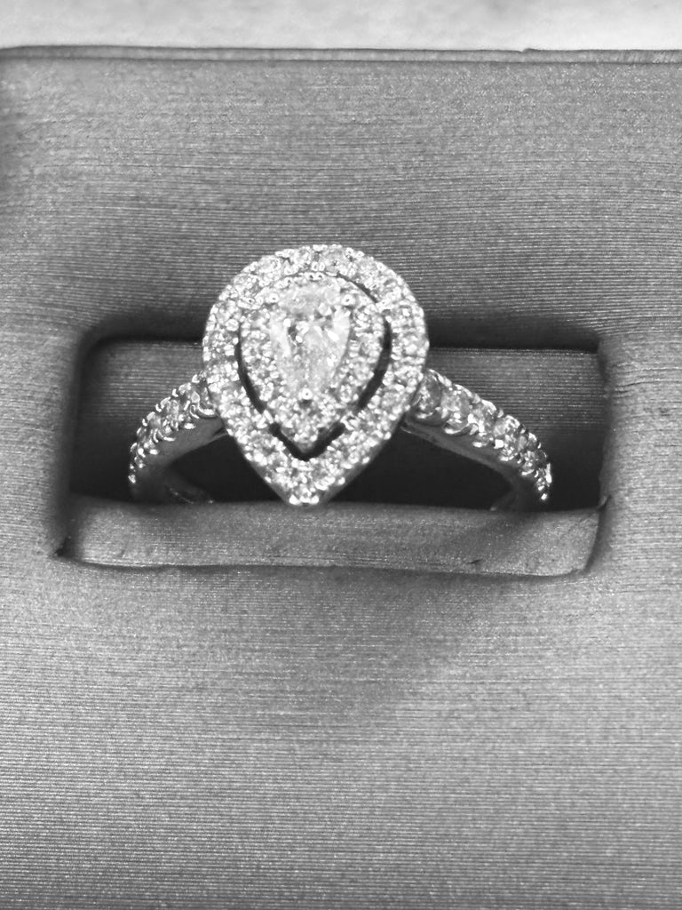 14 Karat White Gold Pear Shaped Diamond Engagement Ring