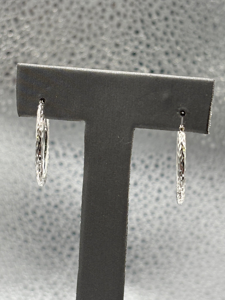 14 Karat Ladies White Gold Twisted Hoop Earrings