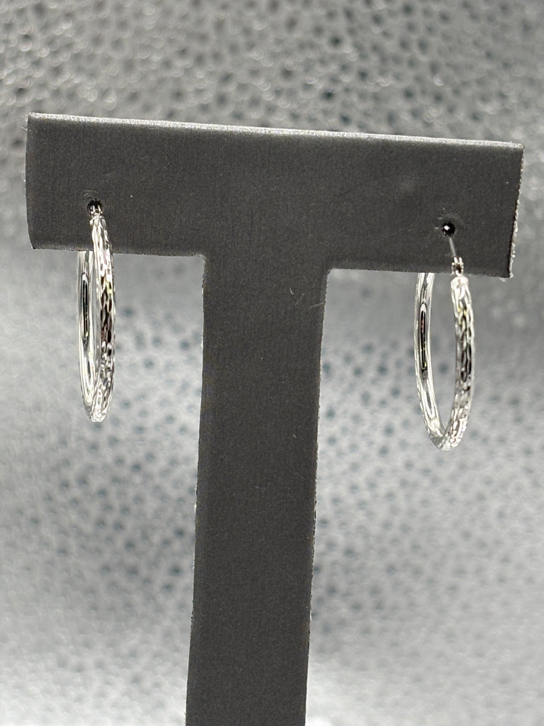 14 Karat Ladies White Gold Twisted Hoop Earrings