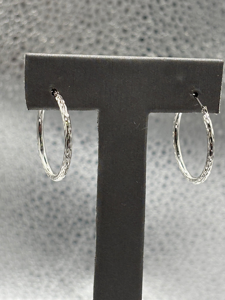 14 Karat Ladies White Gold Twisted Hoop Earrings