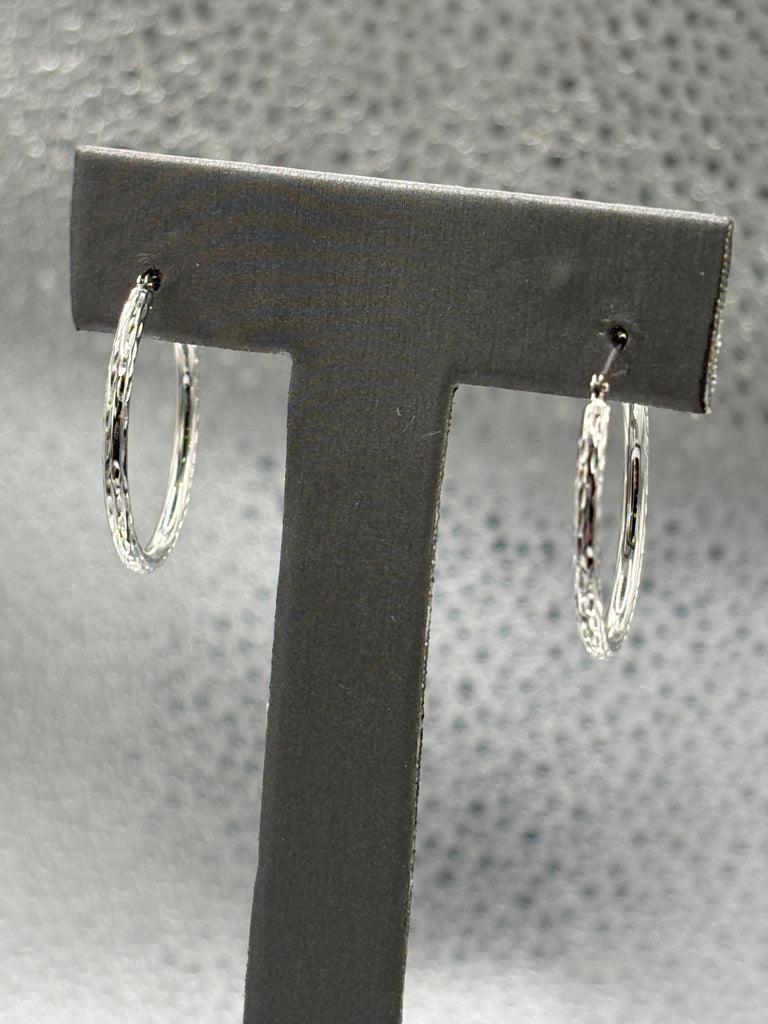 14 Karat Ladies White Gold Twisted Hoop Earrings