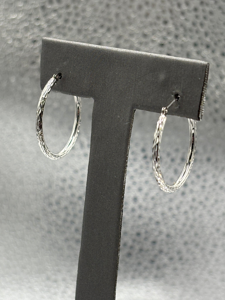 14 Karat Ladies White Gold Twisted Hoop Earrings