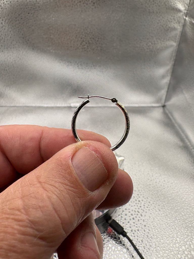 14 Karat Ladies White Gold Twisted Hoop Earrings