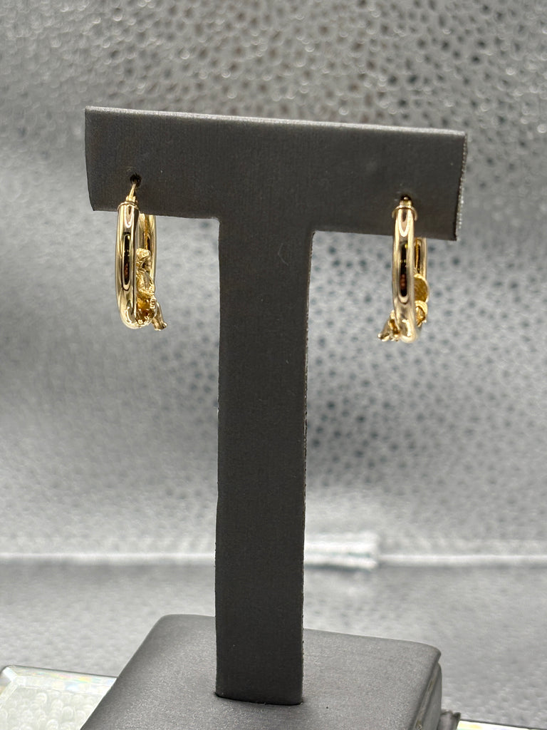 14 Karat Yellow Gold Ladies Hoop Earrings With Angel