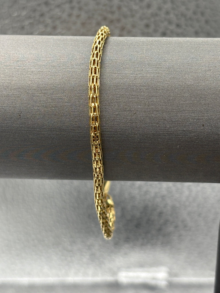 14 Karat Yellow Gold Ladies 2 Row Bismarck Link Bracelet