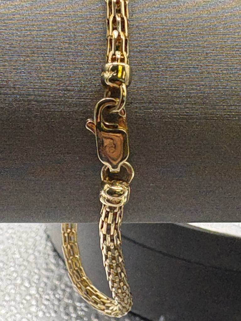 14 Karat Yellow Gold Ladies 2 Row Bismarck Link Bracelet