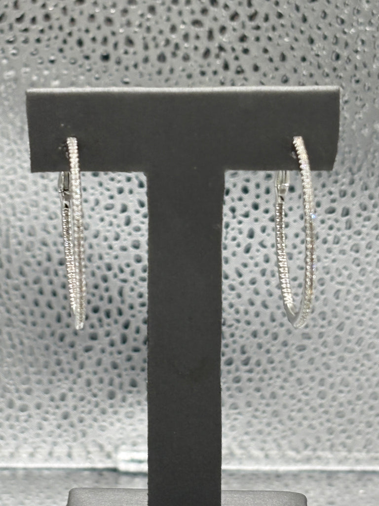 14 Karat White Gold Ladies Inside-Out Diamond Hoop Earrings