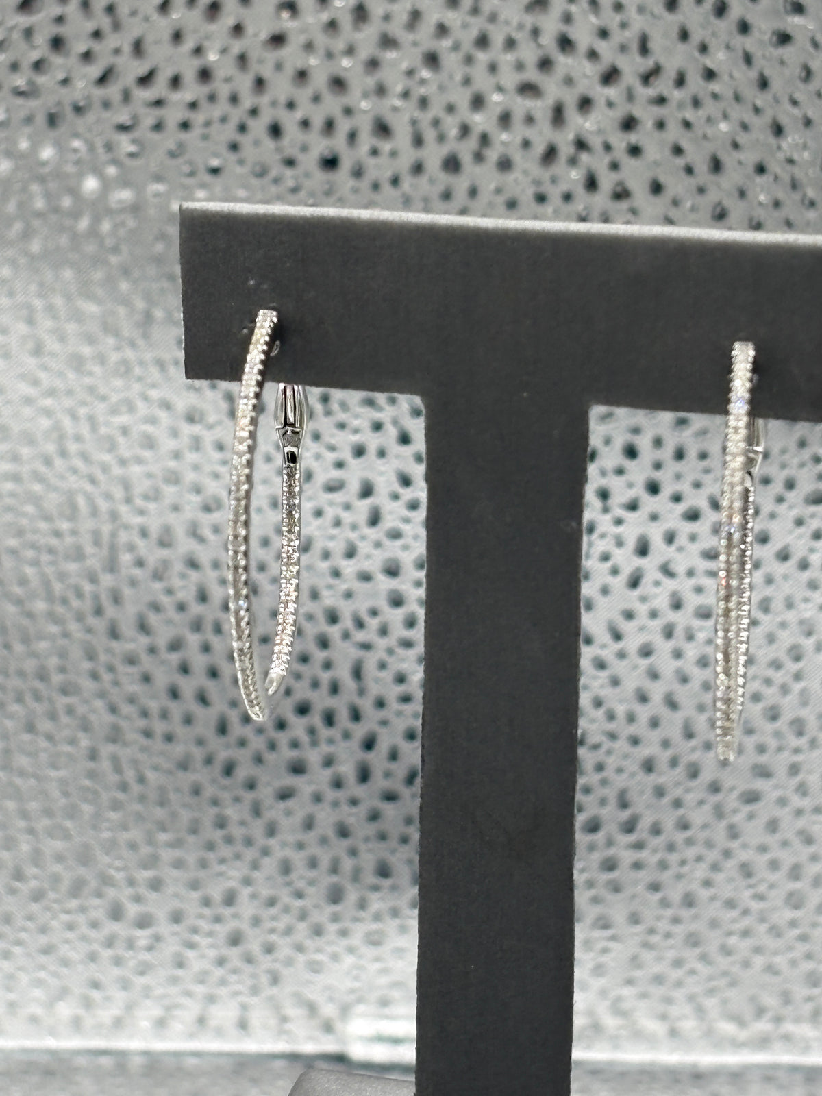 14 Karat White Gold Ladies Inside-Out Diamond Hoop Earrings