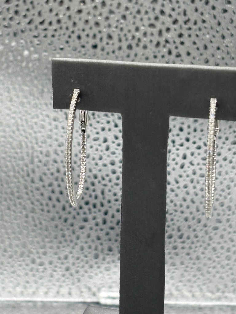 14 Karat White Gold Ladies Inside-Out Diamond Hoop Earrings