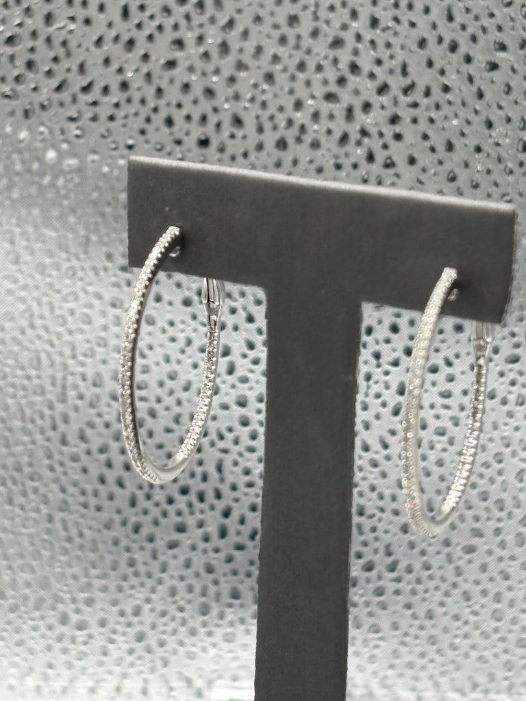 14 Karat White Gold Ladies Inside-Out Diamond Hoop Earrings