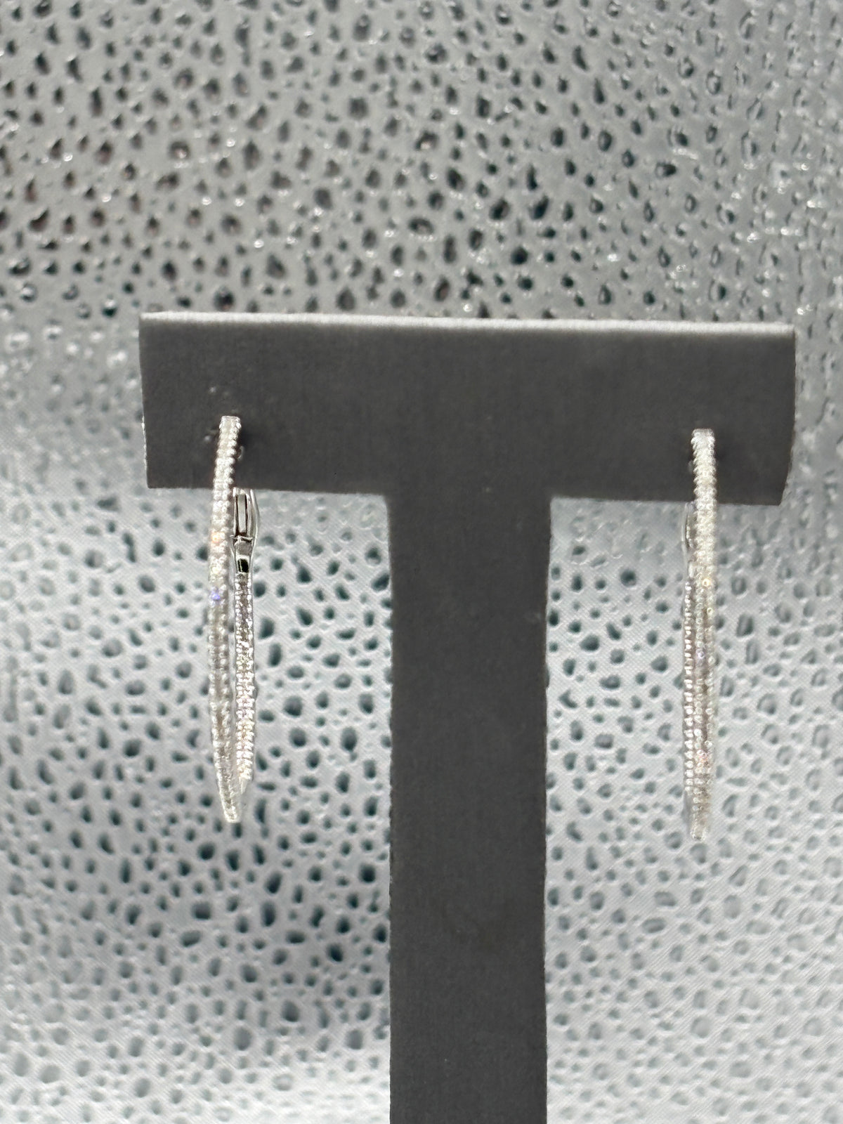 14 Karat White Gold Ladies Inside-Out Diamond Hoop Earrings