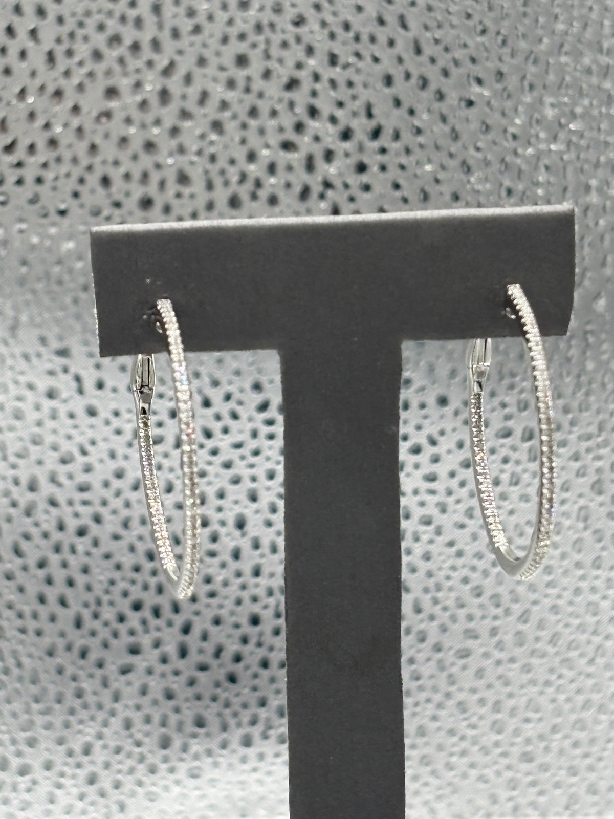 14 Karat White Gold Ladies Inside-Out Diamond Hoop Earrings