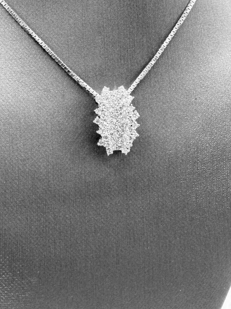 14 Karat White Gold Diamond Cluster Necklace