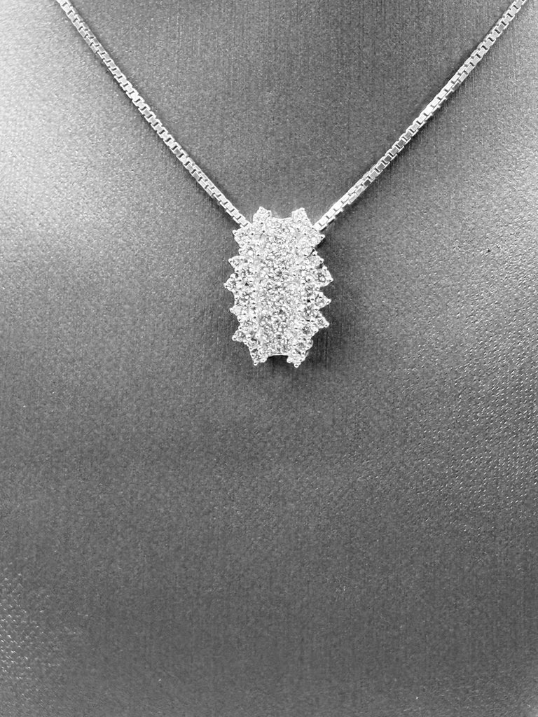 14 Karat White Gold Diamond Cluster Necklace